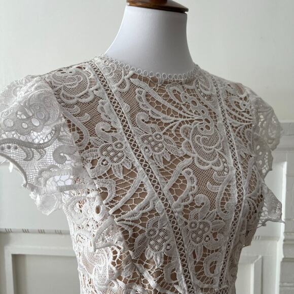Cocktail Dress Small Mini Semi Formal White Night Dress Boho Lace Bridal Party - Picture 12 of 17